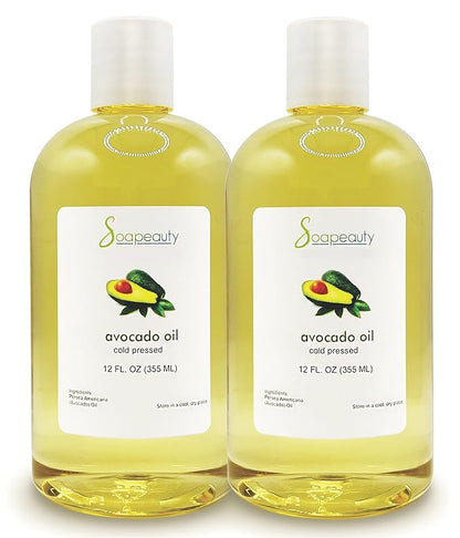Soapeauty Avocado Oil for Skin & Hair - Cold Pressed - 100% Pure & Natural - Carrier Oil for Essential Oils - Massage Oil - 24 fl oz (2 X 12 fl oz)