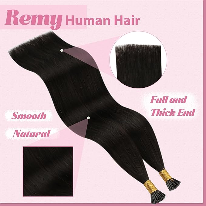 YoungSee I Tips Hair Extensions Real Human Hair Dark Brown Itip Hair Extensions Real Human Hair Brown Tip Hair Extension for Everyday Use 18 Inch 60s 50g Pre Bonded Hair Extension Long Lasting
