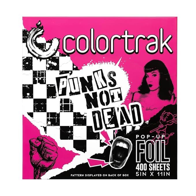 Colortrak Punk Pop-up Foil W/Dispenser (400 Count), Pre-cut Sheets, Non-Slip Embossed Texture, 5" x 11" Sheets for Hair Foil Coloring and Highlighting Sheet Applications