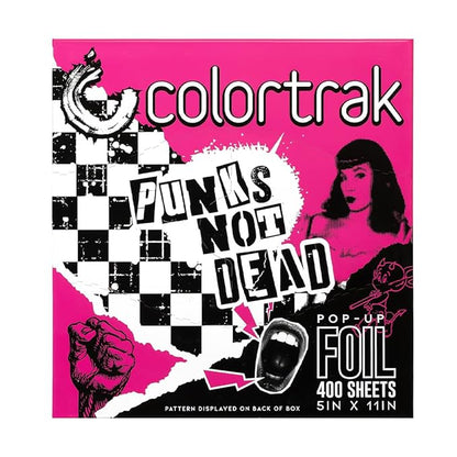 Colortrak Punk Pop-up Foil W/Dispenser (400 Count), Pre-cut Sheets, Non-Slip Embossed Texture, 5" x 11" Sheets for Hair Foil Coloring and Highlighting Sheet Applications