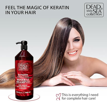 Dead Sea Collection Shampoo with Keratin – Hydrating Softening Hair Products with Dead Sea Minerals for All Hair Types (33.8 Fl. Oz.)