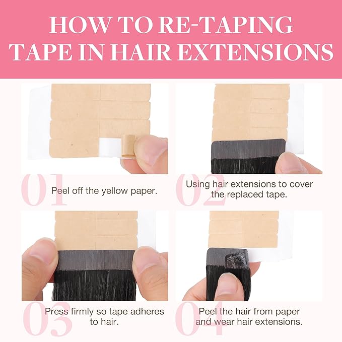 GOO GOO Tape in Hair Extensions Human Hair, 1 Jet Black, 14inch 20pcs 50g, Silky Straight, Thick Ends, Natural-Looking, Double-Sided Tape in