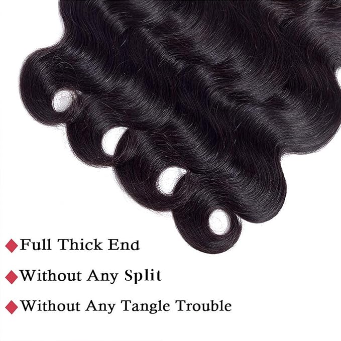 Body Wave Human Hair 4 Bundles (22 22 24 24) Unprocessed Brazilian Virgin Human Hair Extensions Brazilian Body Wave Weave Bundles Soft and Silky Natural Black Wavy Hair Quick Weave Bundle for Women