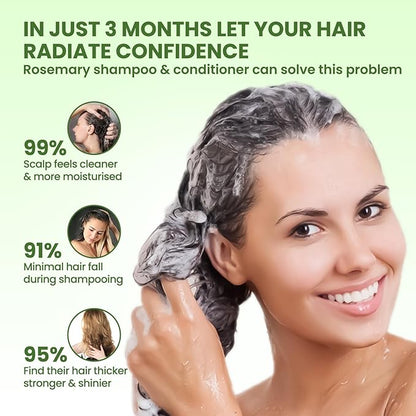 Rosemary Hair Growth Shampoo & Conditioner Set: Infused with Tea Tree Oil Mint Biotin - Cleanses and Helps Strengthen Weak and Brittle Hair - Promotes Hair Growth & Scalp Health for Men Women