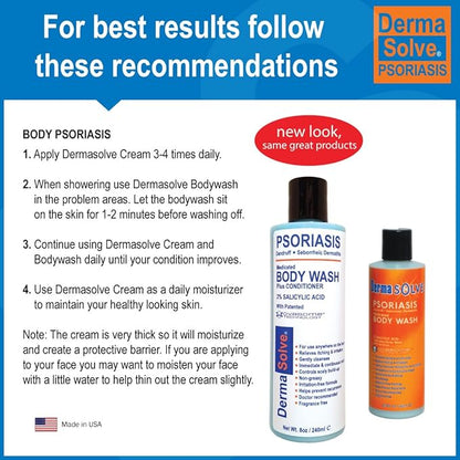 Dermasolve Medicated Psoriasis Body Wash - 2-Pack (8.0 oz each) - Proven to Provide Relief from Psoriasis, Eczema & Seborrheic Dermatitis, Doctor Recommended for Dry, Itchy, Red, Flaky, Scaly Skin