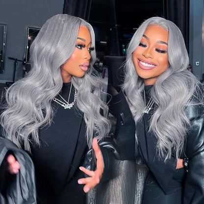 Silver Bundles Human Hair Grey Body Wave Bundle Niegmeag 22 24 26 Inch Pure Grey Human Hair Bundles Double Weft Hair Weave Light Grey Color