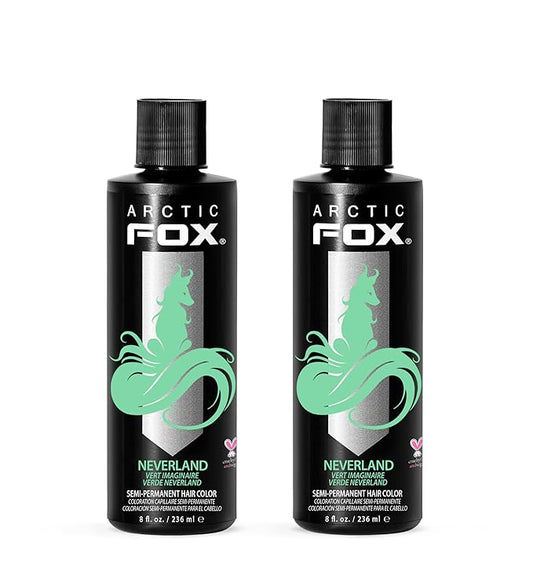 Arctic Fox Semi-Permanent Hair Dye, Vegan & Cruelty-Free, Pastel Mint Green, Conditioning, Ammonia-Free, Peroxide-Free, Neverland, 8 Fl Oz (Pack of 2)