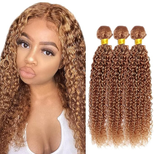 30 30 30 Inch Honey Blonde Bundles Human Hair Brown Water Wave Bundles Double Weft Huxowax Virgin Soft And Silky Remy Hair Extensions