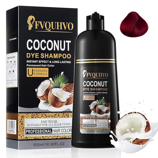 Red Hair Dye Shampoo, Hair Color Shampoo for Gray Coverage, Coconut Dye Shampoo, Colors in Minutes, Red Hair Shampoo, Champu Para Canas, Easy to Use 16.90 Fl Oz