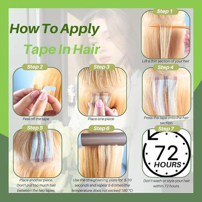 Brown Blonde Tape in Hair Extensions Human Hair Seamless Invisible Silky Straight Hair Extensions Tape in Real Human Hair 14Inch 20PCS 30Gram