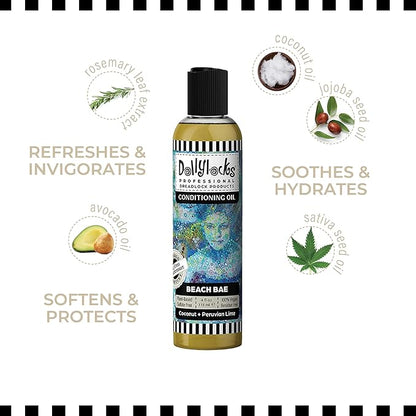 Dollylocks Conditioning Oil – Plant-Based & Residue-Free Moisturizing Scalp & Dreadlock Oil, pH Balanced,Vegan (Beach Bae Scent, 4oz)