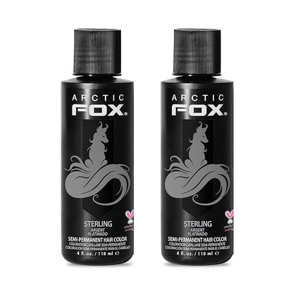 Arctic Fox Semi-Permanent Hair Dye, Vegan & Cruelty-Free, Pastel Silver Color, Conditioning Formula, Ammonia & Peroxide Free, For All Hair Types, Sterling, 4 Fl Oz (Pack of 2)