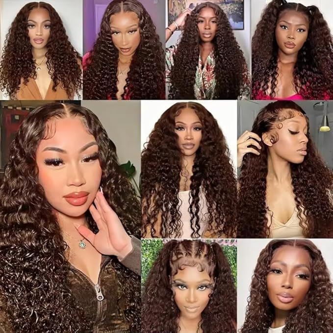 Chocolate Brown Bundles Human Hair Brown Kinky Curly Bundles Grade 8A Brazilian Virgin Remy Hair Mixed Length 3 Bundles 14 16 18 Inch Double Weft Hair Weave