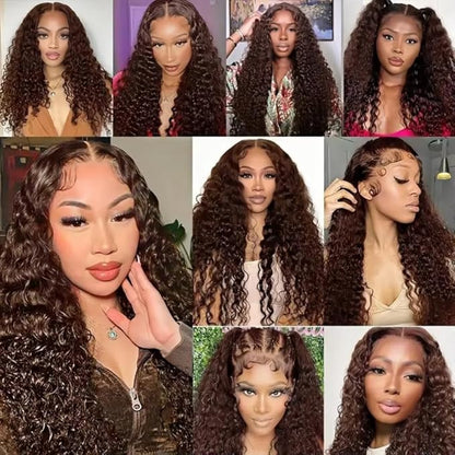 Chocolate Brown Bundles Human Hair Brown Kinky Curly Bundles Grade 8A Brazilian Virgin Remy Hair Mixed Length 3 Bundles 14 16 18 Inch Double Weft Hair Weave