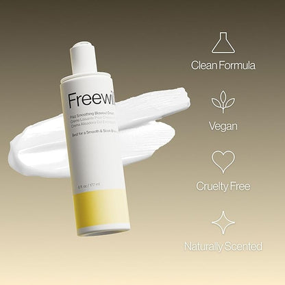 Freewill Frizz Smoothing Blowout Cream, Anti Frizz Hair Cream with Shea Butter, Coconut, & Ginger Oils for Silky, Smooth Blowouts - Vegan Frizzy Hair Products for Women and Men, 6 fl oz