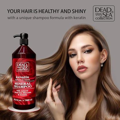 Dead Sea Collection Shampoo with Keratin – Hydrating Softening Hair Products with Dead Sea Minerals for All Hair Types (33.8 Fl. Oz.)