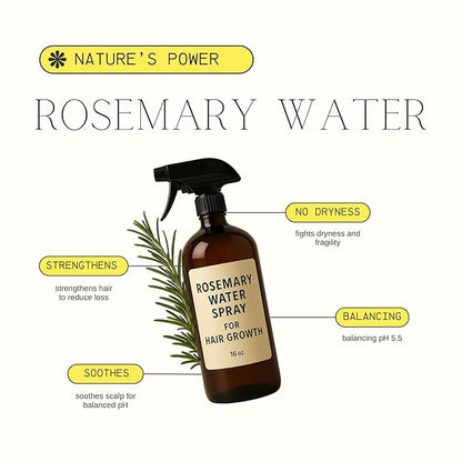 Rosemary Water Spray for Hair Growth, Rosemary Hair Growth Scalp Spray with Tea Tree Oil & Sea Salt Treatment for Hair Loss, Strengthens Hair, Promotes Hair, 16 fl. Oz