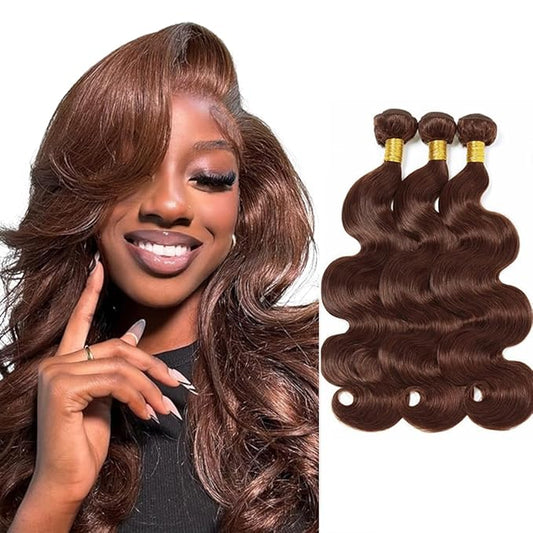 Color 4 Bundles Brown Body Wave Human Hair 3 Bundles 16 16 16 Inch Niegmeag Brazilian Virgin Remy Hair Extensions Chocolate Brown Human Hair Bundle