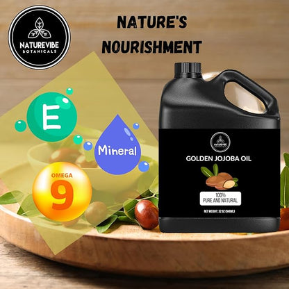 Naturevibe Botanicals Jojoba Oil 32oz and Grapeseed Oil 32oz | Oil Combo