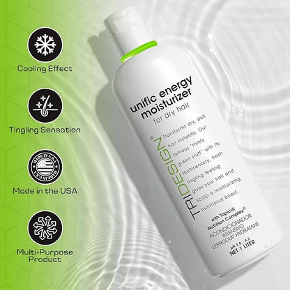 TRIDESIGN Unific Energy Moisturizer - Deep Hair Conditioner for Dry Damaged Hair - Moisturizing for Curly, Frizzy, Thick Hair - Hydrating Conditioner for Men and Women, 32 oz