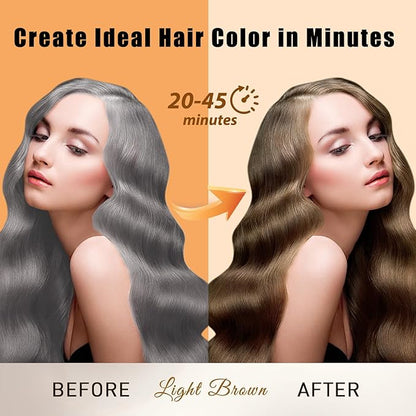 Hair Dye Shampoo Light Brown, 3 in 1 Long-Lasting Hair Color Shampoo with Herbal Ingredients, Instant Natural Color, Easy Application at home for Women Men 16.9 Fl Oz