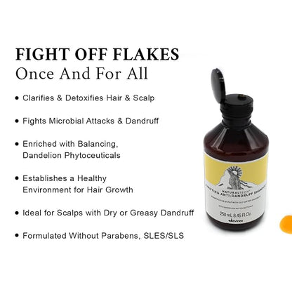 Davines Naturaltech PURIFYING Shampoo, Anti-Dandruff Protection While Gently Cleansing And Clarifying, 8.45 fl. oz.