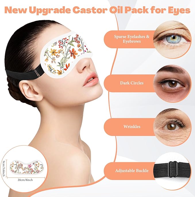 12 Pcs Castor Oil Pack Wrap, Reusable Castor Oil Pack Kit Organic Cotton for Shoulder Hands Neck Waist Chest Knees and Feet, Adjustable Compress Pads for Entire Body, Anti Oil Leak(White)