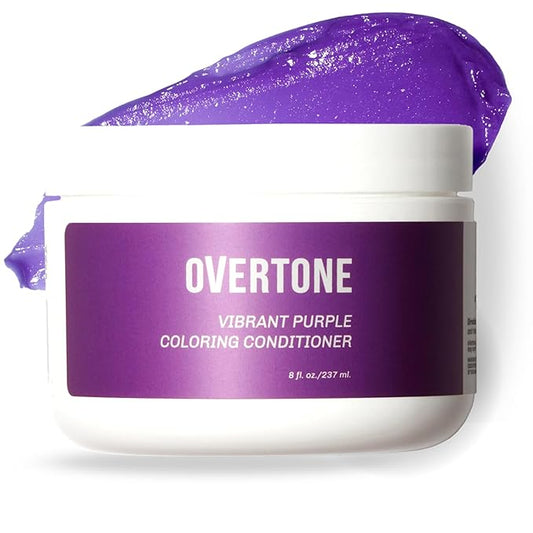 Overtone Color Depositing Semi-Permanent Hair Dye Conditioner - 8 oz For Natural & Color-Treated Hair, Moisturizing Shea Butter & Coconut Oil - Vegan & Cruelty-Free, Vibrant Purple