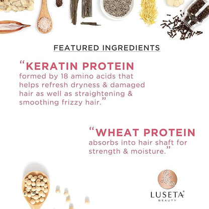 Luseta Keratin Smooth Shampoo and Conditioner Set Moisturizing and Hydrating for Damaged and Dry Hair Prevent Further Breakage Free of Sulfate and phosphate