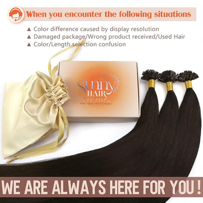 Sunny Hair Ktip Human Hair Extensions 18inch K Tip Hair Extensions Human Hair Dark Brown Keratin Real Human Hair Extensions for a Fuller Look 50g