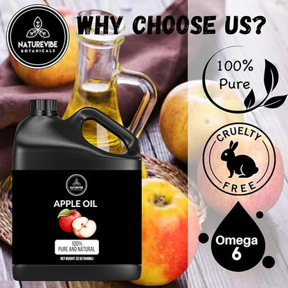 Naturevibe Botanicals Apple Oil 32 Ounces | 100% Pure and Natural | Great for Skin Care and Hair Care