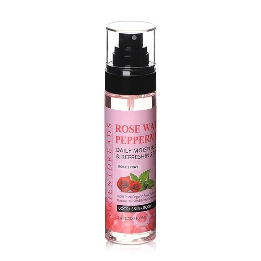 Moisturizing Rose Water and Peppermint Hair Scalp Refresher with Castor Oil for Locs and Dreadlocks - Natural Loc Care and Maintenance (3.4oz)