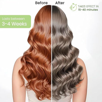Chestnut Brown Hair Dye Shampoo 3-in-1, Instant Natural Hair Color Dye Shampoo for Women Men Maroon, Root Touch Up & 3-4 Weeks Lasting & Easy to Use & for All Hair Types, 500ml
