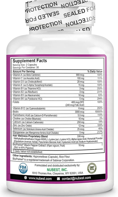 HairXtra - Hair Growth Vitamin for Faster Hair Growth - 60 Vegan Capsules - Natural Hair Thickening with Biotin, Zinc, MSM, B Vitamins, Choline - Hair Supplement, Hair Regrowth | 1 Month Supply