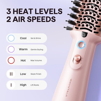 Wavytalk Dual Voltage Hair Dryer Brush for International Travel, 110V-240V Jet Brush, Ionic Hair Dryer Brush Reduces Damage, Anti-Frizz Straight Hair, Curls and Blowouts, Volumizing