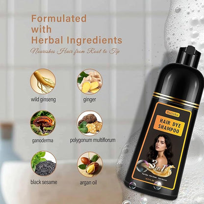 Hair Dye Shampoo 3 in 1, Hair Color Shampoo, Light Brown Hair Dye, Brown Hair Shampoo, Colors in Minutes, Easy to Use, 16.90 Fl Oz