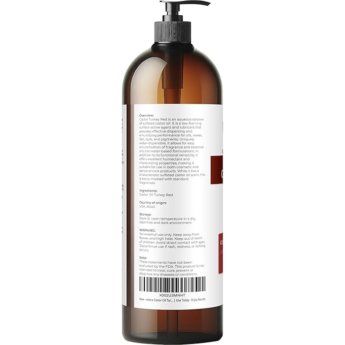 velona Castor Oil Turkey Red 32 fl oz | 100% Pure and Natural Carrier Oil | Cold Pressed | Hair, Body and Skin Care | Use Today - Enjoy Results