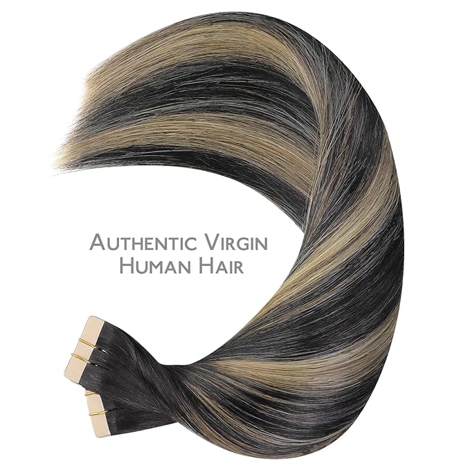 WENNALIFE Tape in Hair Extensions Human Hair, 40pcs 120g 26 inch Balayage Natural Black to Light Blonde Hair Extensions Real Human Hair Straight Tape in Extensions Invisible Human Hair Extensions