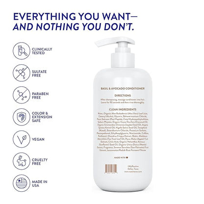 Routine Wellness Anti-Thinning Deep Conditioner for Thinning Hair - DHT Blocker for Hair Loss in Men & Women - Promotes Healthy Hair - Basil & Avocado 14oz