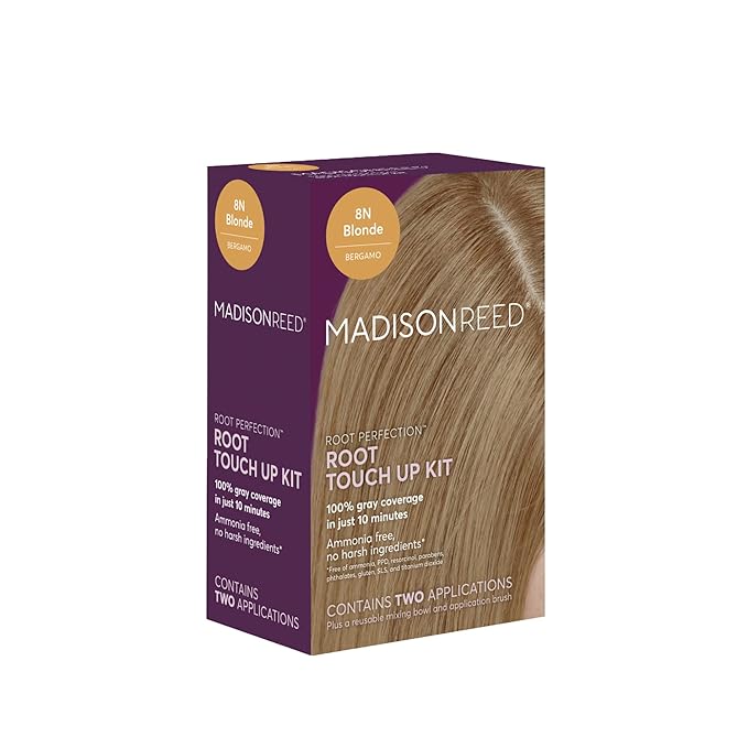 Madison Reed Root Perfection Permanent Root Touch Up, Dark Blonde 8N Bergamo, 10 Minutes for 100% Gray Root Coverage, Ammonia-Free Hair Dye, Two Applications