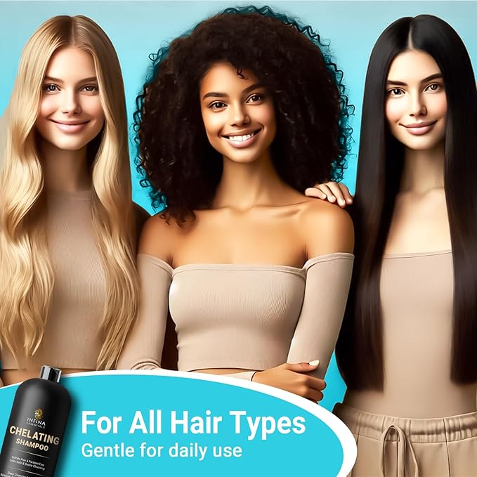 Chelating Hard Water Shampoo with Chelactik-3 & Rosemary Oil - Color Safe Metal Detox Shampoo for Build-Up & Swimmers Hair - 16 fl oz
