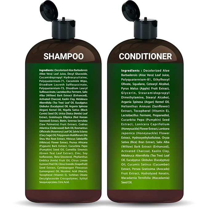 Tea Tree & Eucalyptus Shampoo and Conditioner Set – Clarifying & Scalp Care Formula with Activated Charcoal, Biotin & Keratin – Sulfate-Free, Made in USA - 16 fl oz x 2