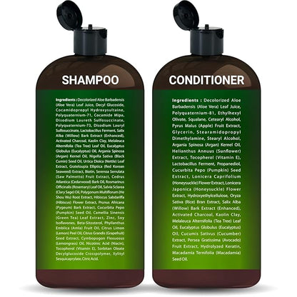 Tea Tree & Eucalyptus Shampoo and Conditioner Set – Clarifying & Scalp Care Formula with Activated Charcoal, Biotin & Keratin – Sulfate-Free, Made in USA - 16 fl oz x 2