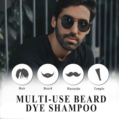Men’s Beard Dye For Men Black In Minutes, Grey Reducing Mustache & Beard Wash & Conditioner 3 In 1, Black Beard Dye Shampoo, Long-Lasting With Natural Extract, Gifts for Men Dad
