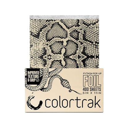 Colortrak Python Pop-up Foil W/Dispenser (400 Count), Pre-cut Sheets, Non-Slip Embossed Texture, 5" x 11" Sheets for Hair Foil Coloring and Highlighting Sheet Applications
