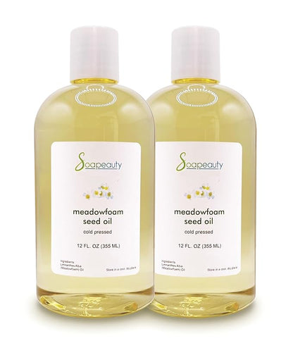 Soapeauty MEADOWFOAM SEED OIL Cold Pressed Unrefined | 100% Pure Natural Meadowfoam Seed Oil for Face & Hair | Moisturizer for Skin, Promotes Hair Growth, Balms | 24 fl oz (2 * 12 fl oz)