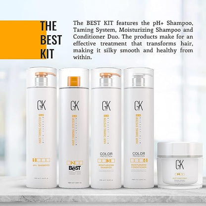 GK HAIR Global Keratin The Best Kit (33.8 Fl Oz/1000ml) Smoothing Keratin Hair Treatment Professional Brazilian Complex Blowout Straightening For Silky Smooth & Frizz Free Hair