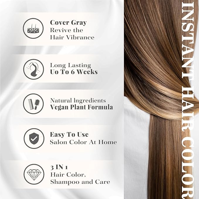 Natural Hair Dye Shampoo 3 IN 1, Hair Color for Gray Hair Coverage, Hair Coloring Shampoo for Women, Color Shampoo Beard Dye for Men, Vegan Ammonia Free Hair Shampoo (NATURAL BLONDE)