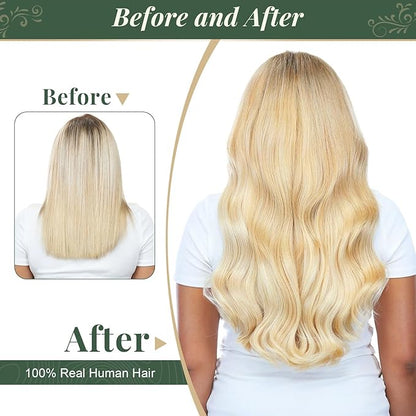 Missme Tape in Hair Extensions Human Hair 16 inch 20 Pcs 40g #613 Blonde Tape ins Human Hair Extensions Remy Hair Skin Weft Seamless Invisible Silky Straight Thick Ends Add Length