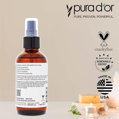 PURA D'OR 3.3 Oz Scalp & Hair Strengthening Oil - Supports Optimal Growth, Reduce Breakage, Nourish Roots for Healthier, Fuller, Thicker Hair - Rosemary, Castor & Peppermint Oil for Stronger Strands